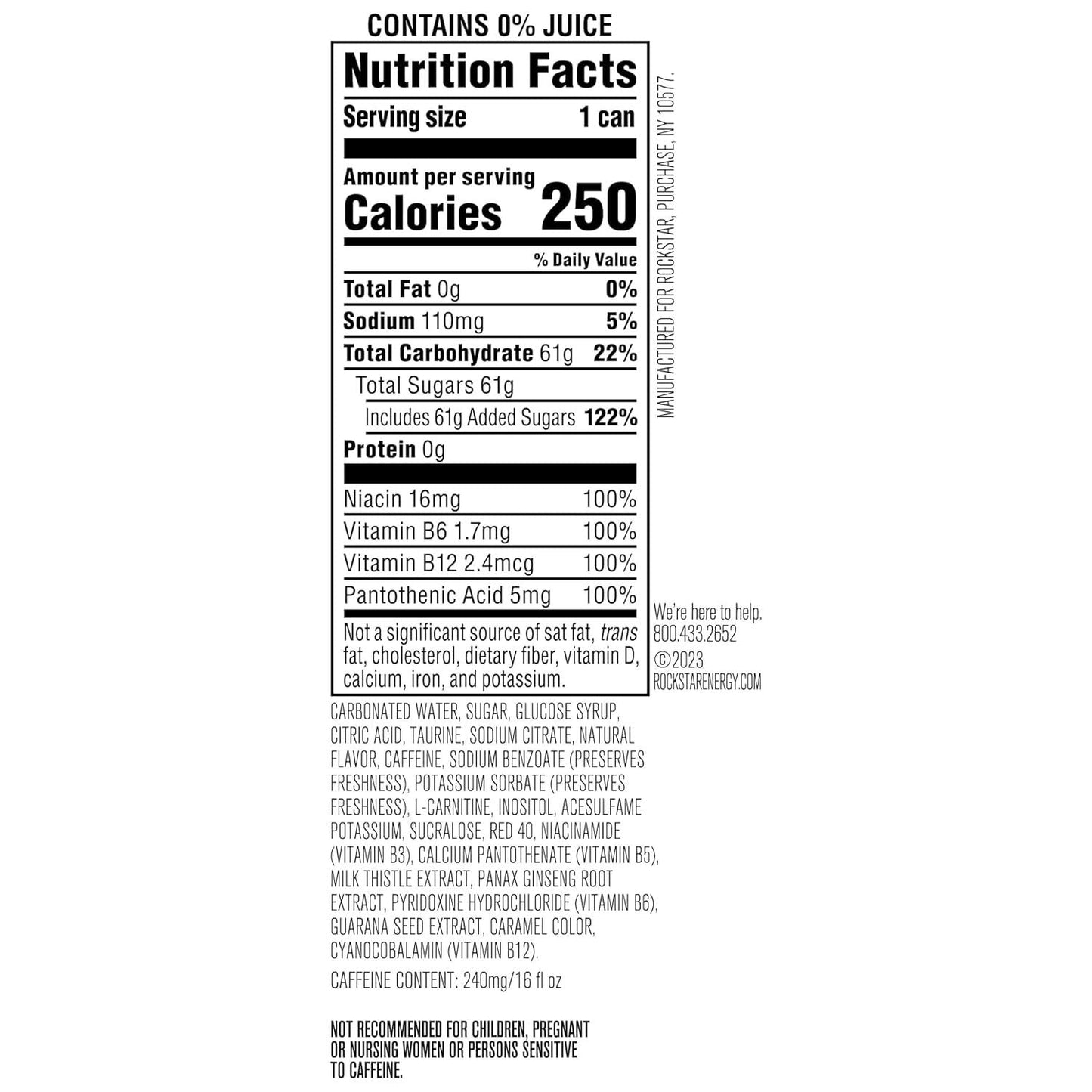 Rockstar Punched Energy Drink, Fruit Punch, 16 Fl Oz (Pack of 12) (Packaging May Vary)